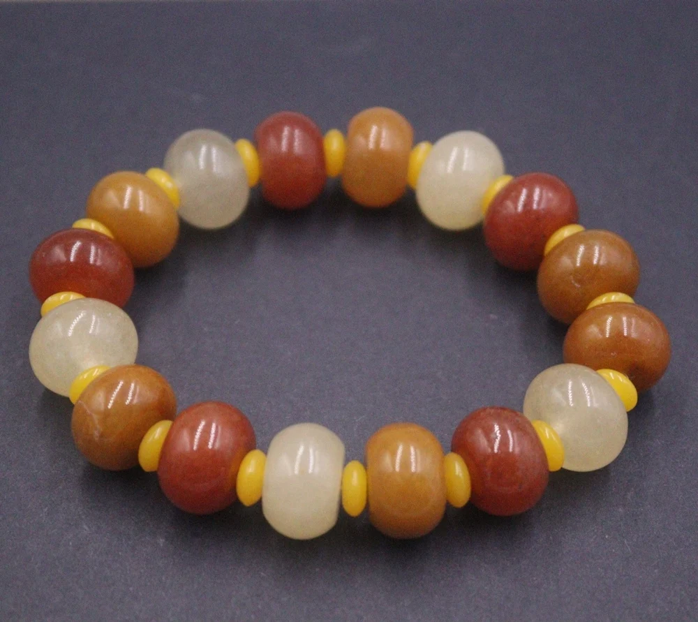 Natural Jade Men Women Craved Bless Lucky Gift Yellow Slice 14mm Flat Beaded Bracelet
Natural Jade Men Women Craved Bless Lucky Gift Yellow Slice 14mm Flat Beaded Bracelet