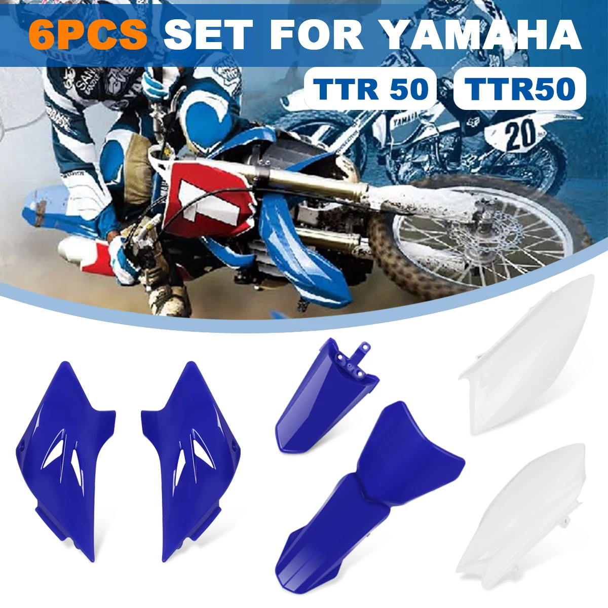 6pcs/set For Yamaha TTR 50 TTR50 2006-2021 Blue Fender Fairing Covers Kit Dirt/ Pit/ Bike
6pcs/set For Yamaha TTR 50 TTR50 2006-2021 Blue Fender Fairing Covers Kit Dirt/ Pit/ Bike