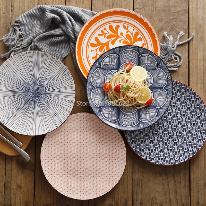 

3,5-дюймовая керамическая посуда в скандинавском стиле с подглазурью, японская креативная простая еда в западном стиле для стейка, большая круглая плоская тарелка