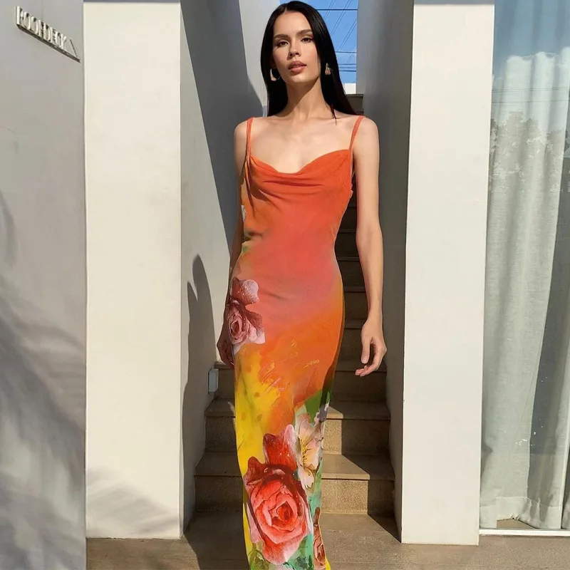 Elegant Dresses for Women Fashion Vintage Printing Sleeveless Suspender Backless Long Dress Lady Beach Vacation Bohemia Vestidos
Elegant Dresses for Women Fashion Vintage Printing Sleeveless Suspender Backless Long Dress Lady Beach Vacation Bohemia Vestidos