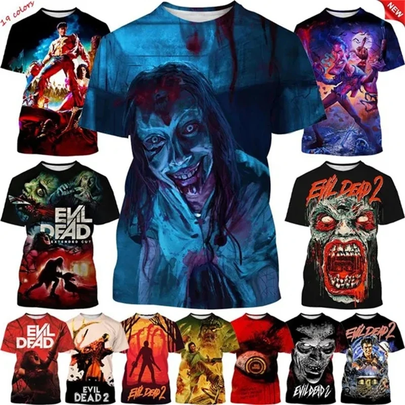 

Halloween New The Evil Dead 3D Printed T-shirts Dracula Horror Movie Round Neck Short-sleeved Casual Fashion T Shirts