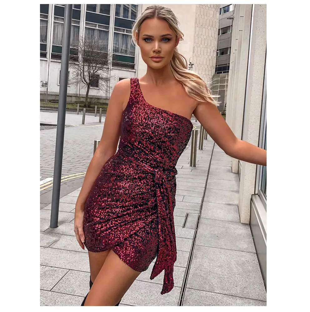 2023 women's nightclub sexy bag hip skirt one shoulder sequin dress Vestidos
2023 women's nightclub sexy bag hip skirt one shoulder sequin dress Vestidos