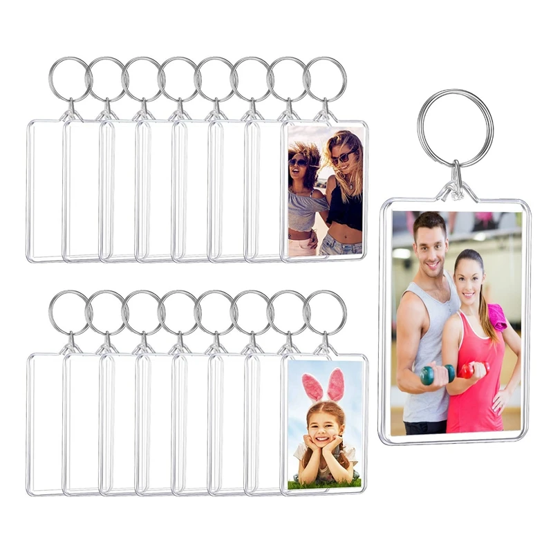 

Picture Snap-In Keychains Personalized Insert Photo-Acrylic Clear Blank Keyring Keychain