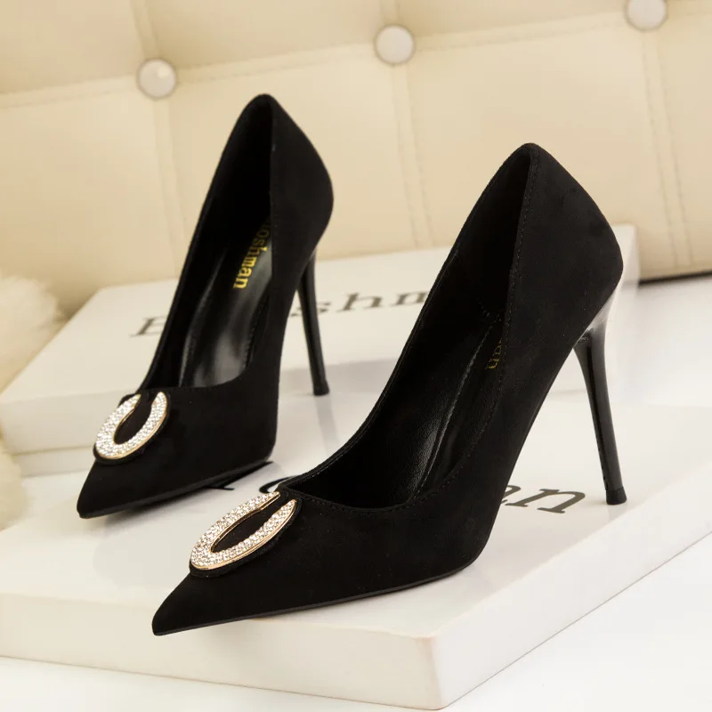 Woman High Heels Asakuchi Pointed Square Buckle Rhinestone Women Shoes Black Stilettos Pumps Ladies Dress Shoes Zapatos De Mujer
Woman High Heels Asakuchi Pointed Square Buckle Rhinestone Women Shoes Black Stilettos Pumps Ladies Dress Shoes Zapatos De Mujer