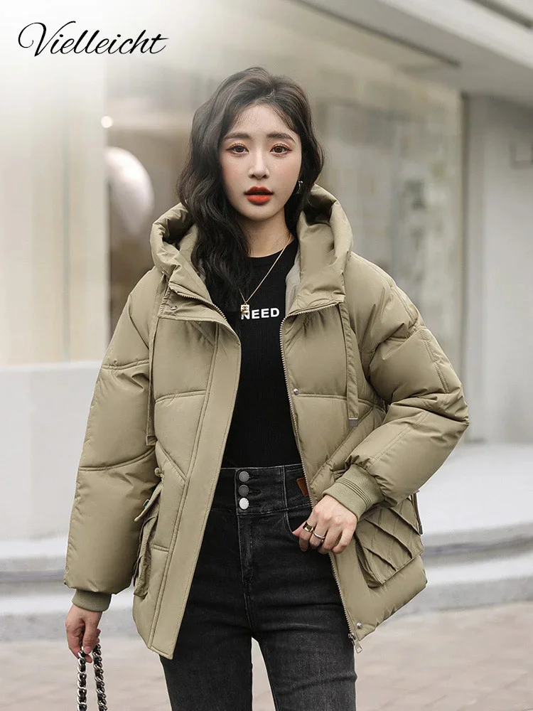 

Vielleicht Новинка 2023, корейские зимние женские парки, куртки, повседневное плотное теплое короткое пальто с капюшоном, женская зимняя верхняя одежда, куртка, парки