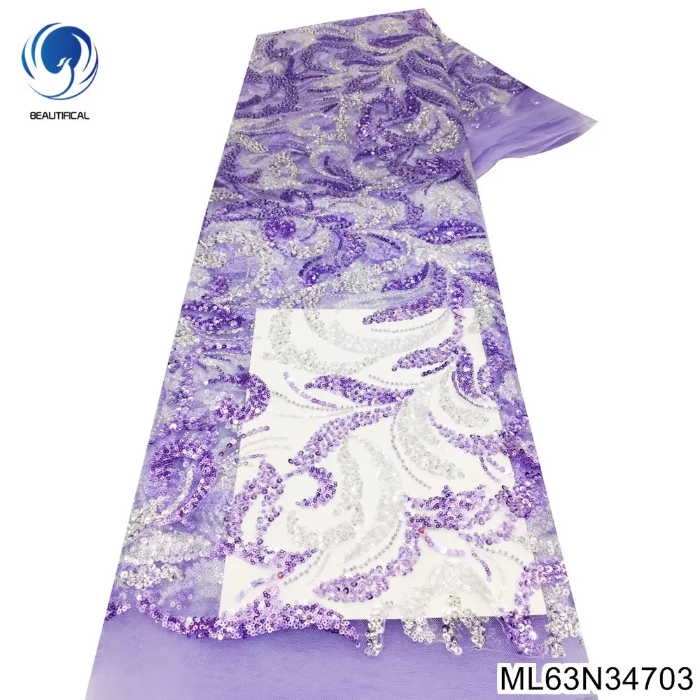 African Sequins and Handmade Beads Lace Fabric Opular Purple Exquisit Sexy Slim Bridal Dress Sewing Clothe ML63N347
African Sequins and Handmade Beads Lace Fabric Opular Purple Exquisit Sexy Slim Bridal Dress Sewing Clothe ML63N347