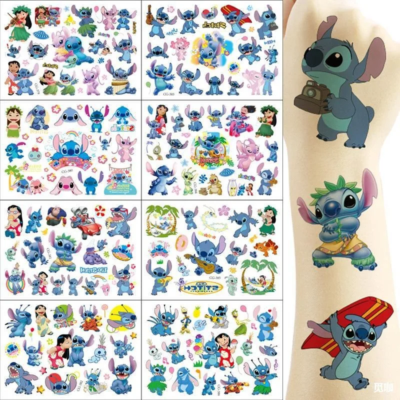 

New Disney Stitch Tattoo Sticker Cartoon Cute Lilo Angel Decoration Children Party Temporary Waterproof Stickers Kid Toy Gift