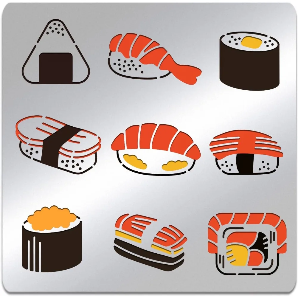 

Sushi Metal Stencils Salmon Sushi Stainless Steel Stencils Japanese Style Journal Template for Wood Carving Drawings Woodburning