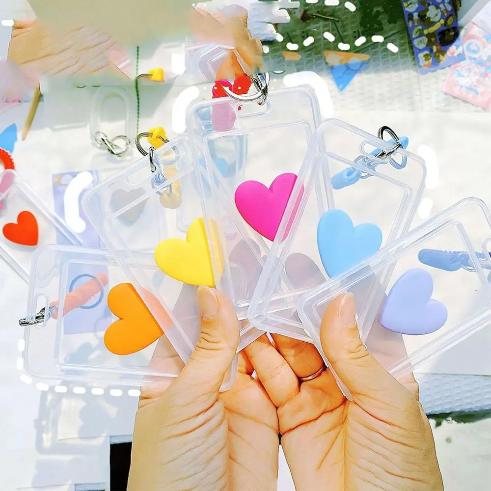 Transparent Plastic Card Cover for Kids Love Heart Design Waterproof Protective Card Holders with Telephone Cord Keychain
Transparent Plastic Card Cover for Kids Love Heart Design Waterproof Protective Card Holders with Telephone Cord Keychain