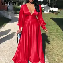 VONDA 2022 Women Long Maxi Dress Ladies Sexy V Neck Pleated Puff Sleeve Vestidos Party Holiday Robes Longue Satin Slik Sundress
VONDA 2022 Women Long Maxi Dress Ladies Sexy V Neck Pleated Puff Sleeve Vestidos Party Holiday Robes Longue Satin Slik Sundress
