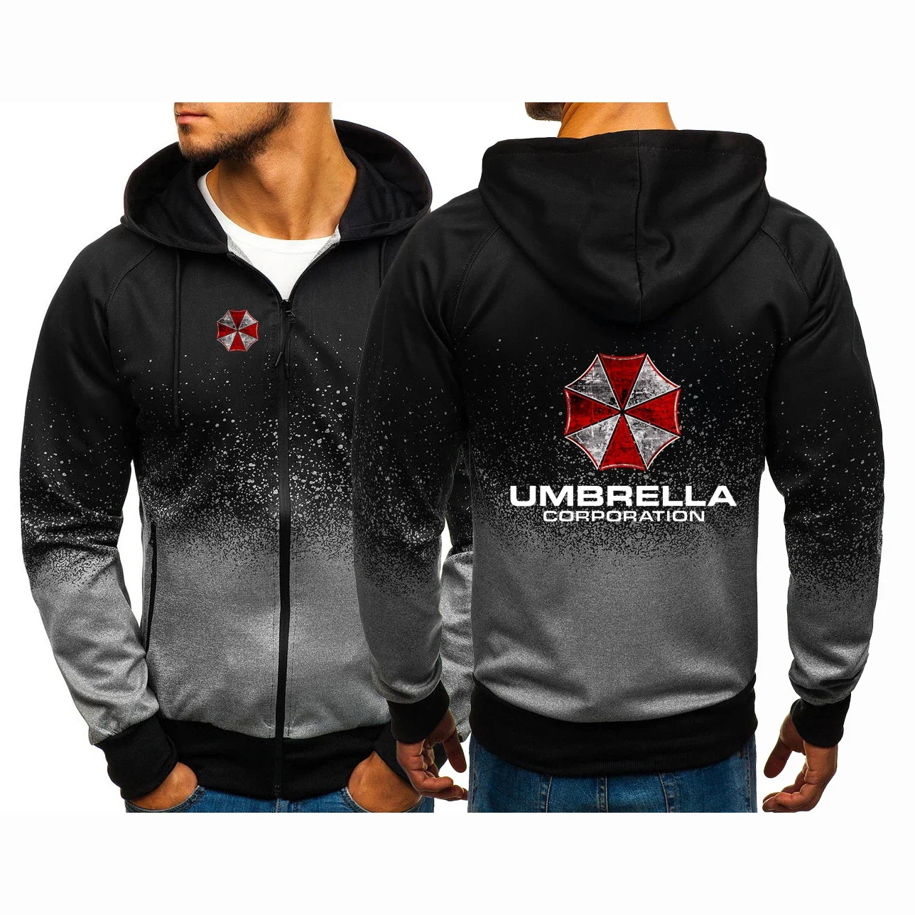 

New Gradient Umbrella Corporation Sweatshirts Harajuku Hoodies Zip Pullover Handsome Men Cotton Clothing Jackets Coat Top