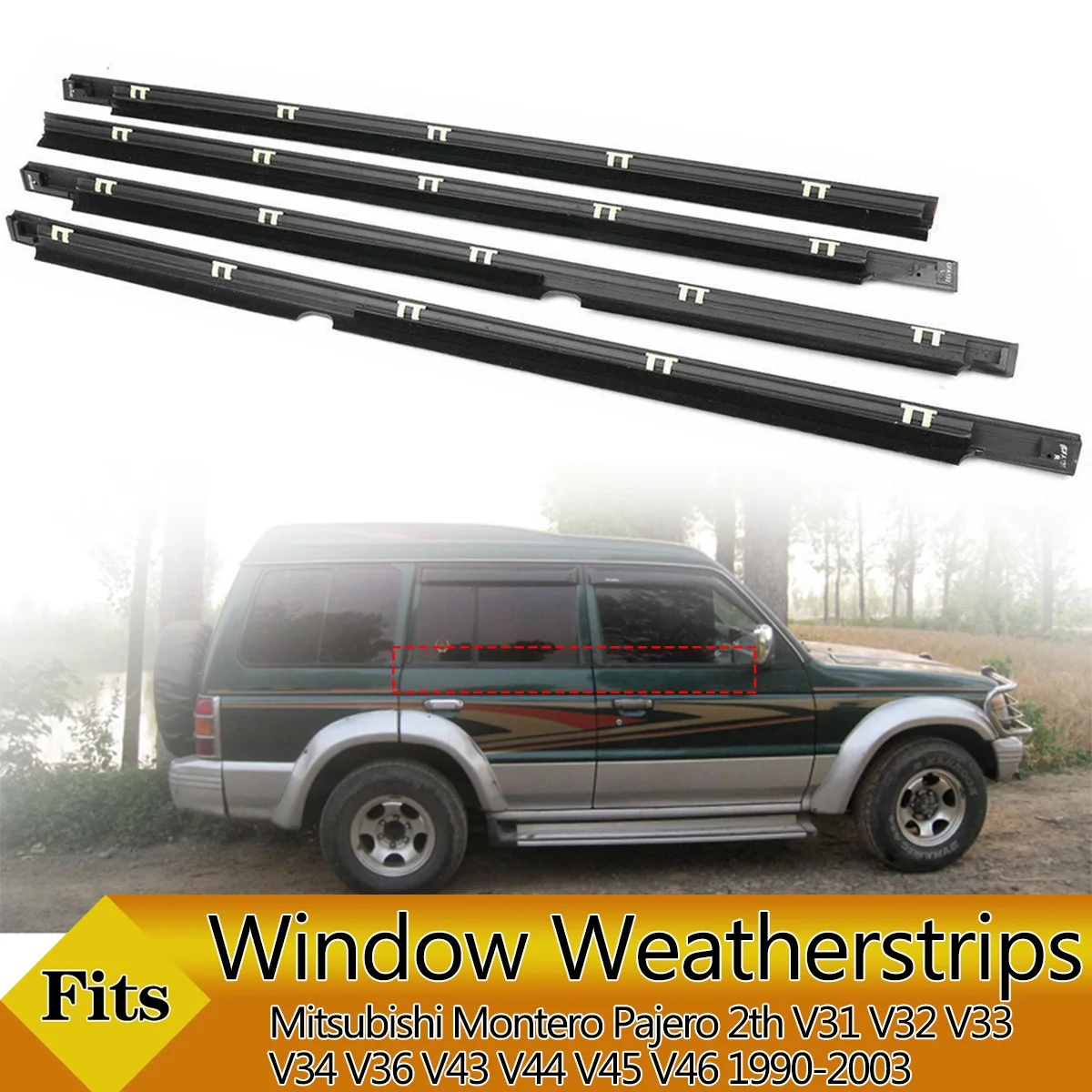 

4PCS Car Outer Door Windows Rubber Weatherstrip For Mitsubishi Montero Pajero 2th V31 V32 V33 V34 V36 V43 V44 V45 V46 1990-2003