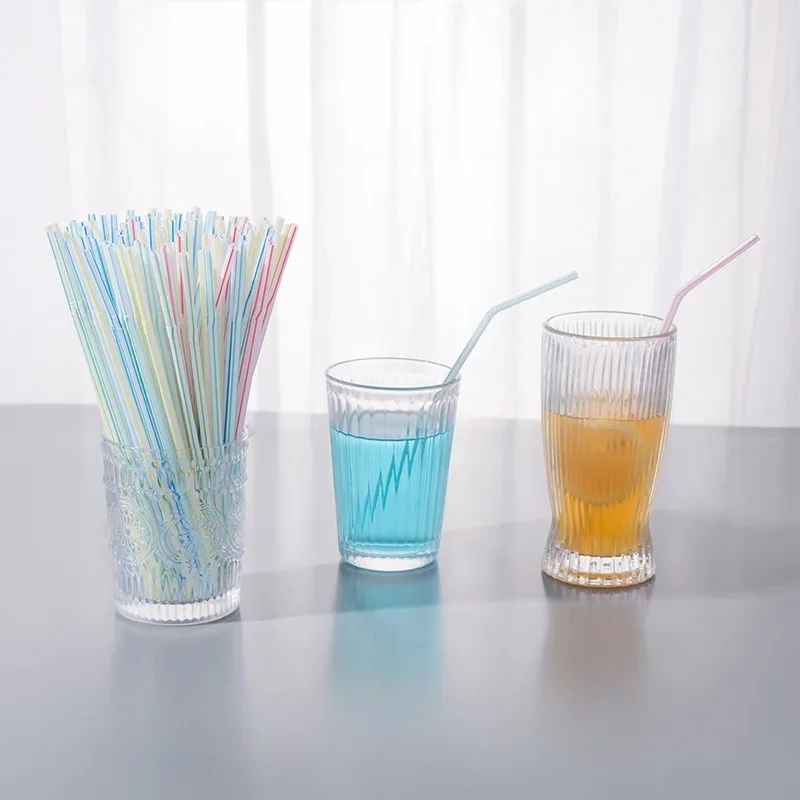 

100PCS Colorful & Black Drinking Kunststof Straws Bar Party Wedding Kitchen pajitas plastique Beverage Straw Wholesale