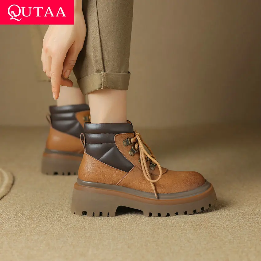 QUTAA 2024 New Arrival Women Ankle Boots Genuine Leather Autumn Winter Thick Med Heels Shoes Woman Leisure Motorcycle Size 34-39
QUTAA 2024 New Arrival Women Ankle Boots Genuine Leather Autumn Winter Thick Med Heels Shoes Woman Leisure Motorcycle Size 34-39