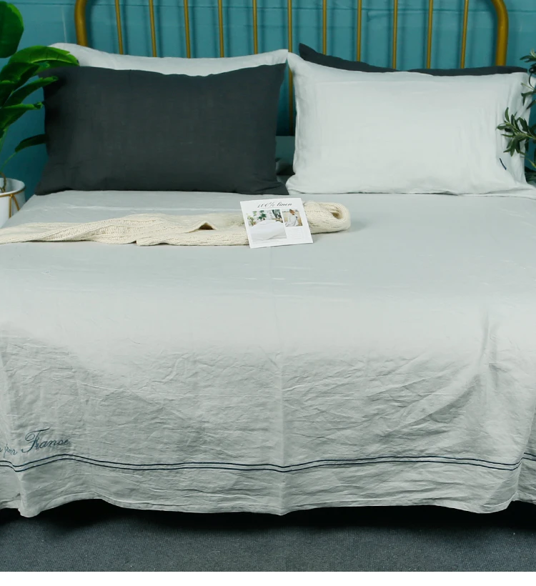 Embroidery Pure Washed Cotton Bed Sheets, Flat Besheet, Silver Flax Bedspread, France Couple, 150
Embroidery Pure Washed Cotton Bed Sheets, Flat Besheet, Silver Flax Bedspread, France Couple, 150