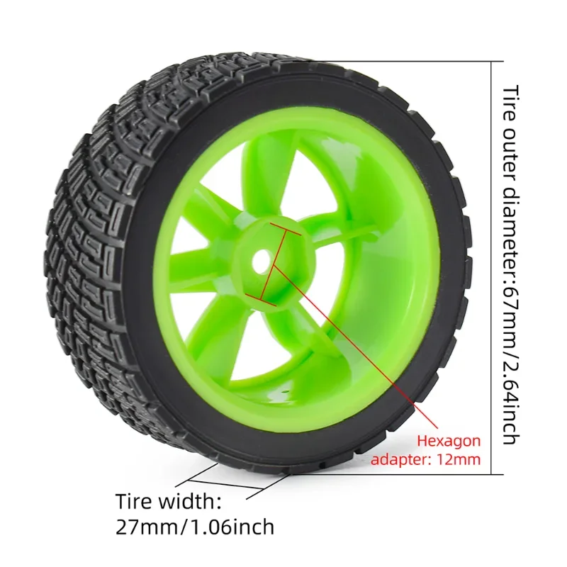Austar RC Car 4PCS 12mm Hex 67mm Rubber Tires Wheel Rim for 1/10 Rolly HPI WR8 HSP 94177 WLtoys 1/14 144001 RC Car Green
Austar RC Car 4PCS 12mm Hex 67mm Rubber Tires Wheel Rim for 1/10 Rolly HPI WR8 HSP 94177 WLtoys 1/14 144001 RC Car Green