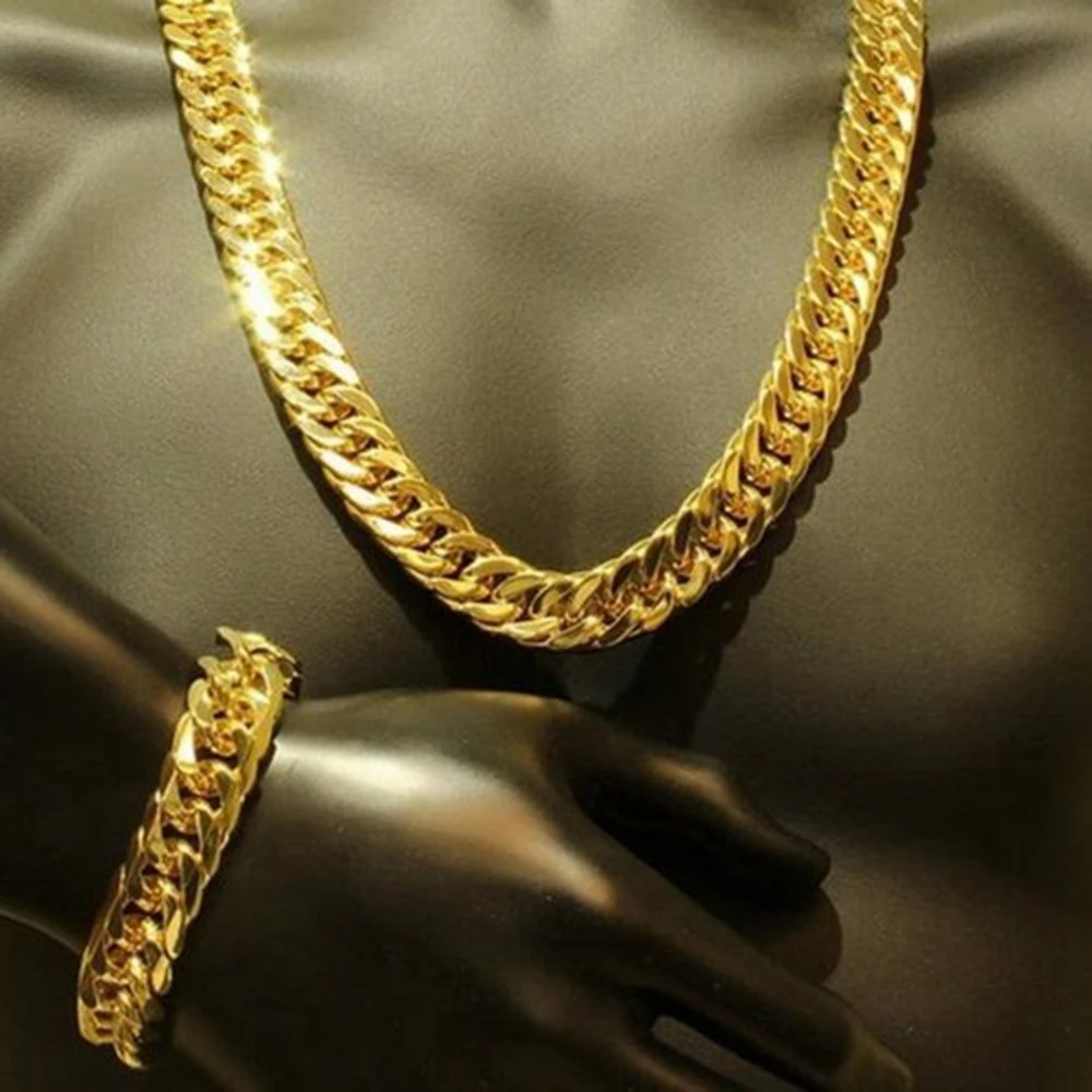 Men Necklace Bracelet Jewelry Set Solid Real 24k Gold Color Heavy Thick Male Classic Choker Chain
Men Necklace Bracelet Jewelry Set Solid Real 24k Gold Color Heavy Thick Male Classic Choker Chain