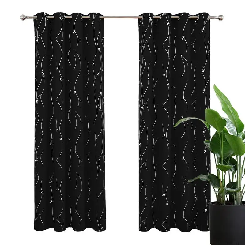

Blackout Shades Thermal Insulated Black Curtains For Nursery Reusabel Blackout Window Cover Darkening Curtains For Bedroom Dorm