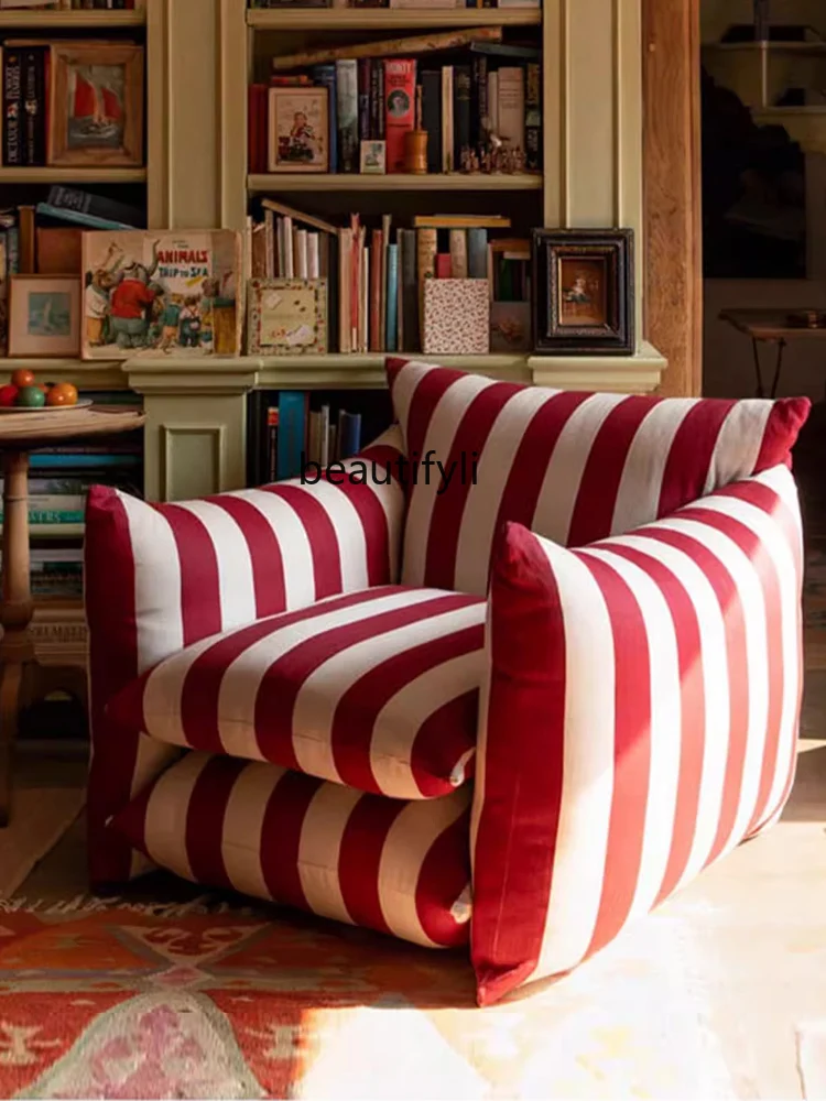 American Striped Single Sofa Living Room Balcony Armchair Designer Fashion Chair
American Striped Single Sofa Living Room Balcony Armchair Designer Fashion Chair