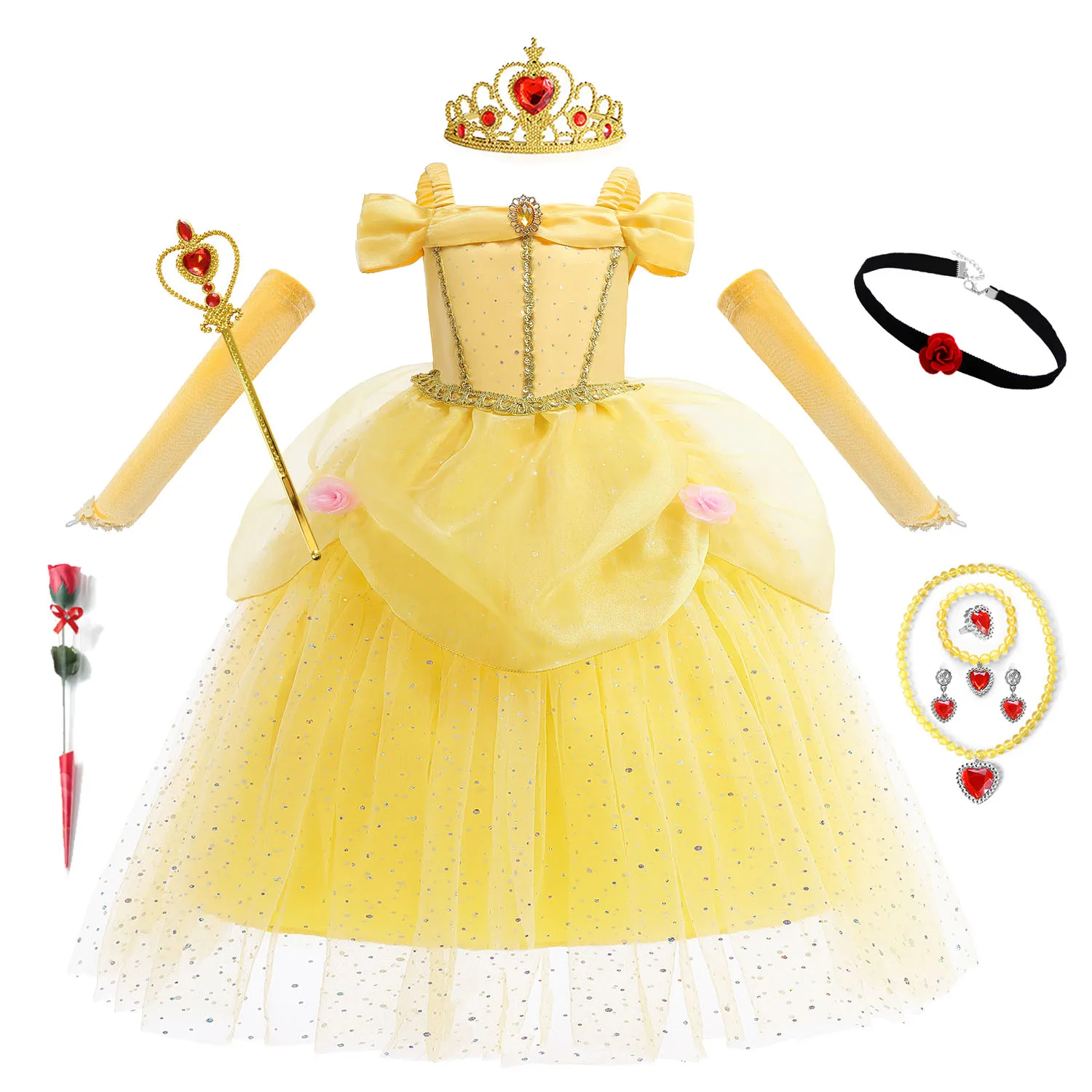 Girl Belle Princess Cosplay Costume Children Off Shoulder Lace Sequin Frocks Children Summer Fulffy Elegant Gown Kids Outfits
Girl Belle Princess Cosplay Costume Children Off Shoulder Lace Sequin Frocks Children Summer Fulffy Elegant Gown Kids Outfits