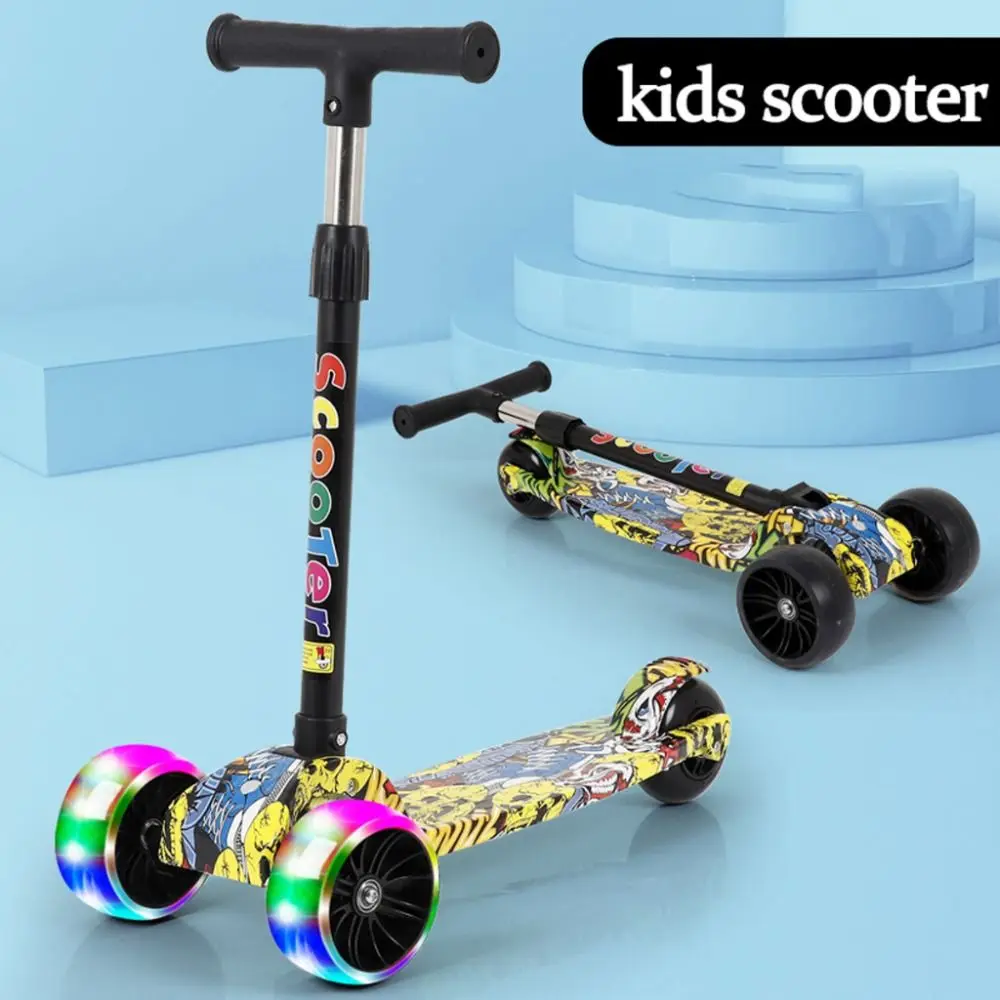 

Складной детский скутер с регулируемой высотой, расширенные педали, детский скутер, балансировочный велосипед с флэш-колесами, складные ножные скутеры