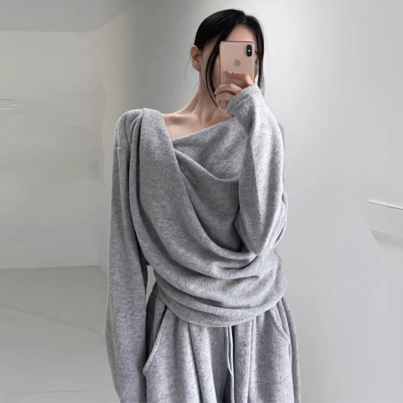SuperAen 2024 Korean Autumn Design Irregular Long Sleeved Sweater High Waisted Straight Leg Wide Leg Pants Set
SuperAen 2024 Korean Autumn Design Irregular Long Sleeved Sweater High Waisted Straight Leg Wide Leg Pants Set
