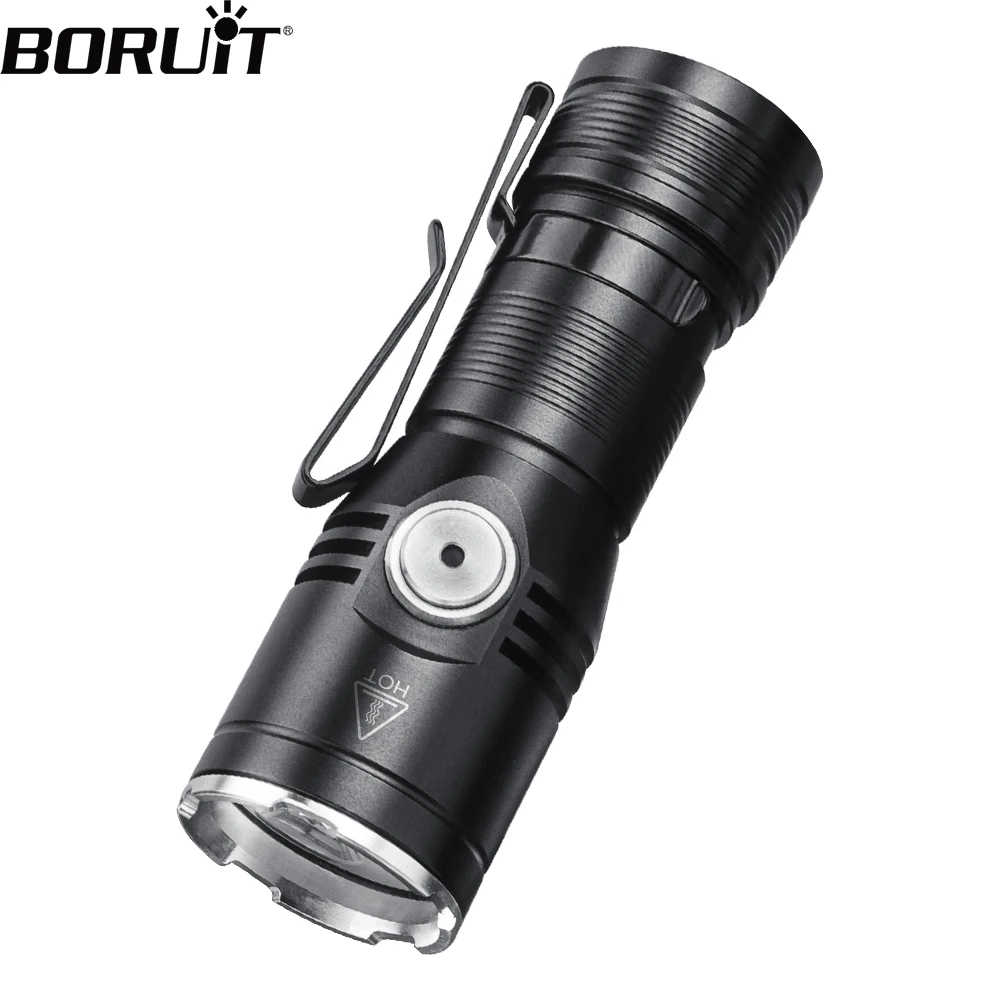 

BORUiT суперъяркий фонарик для повседневного использования, 2050 лм, Type-c, перезаряжаемый, фонарик с задним магнитом, IP67, водонепроницаемый