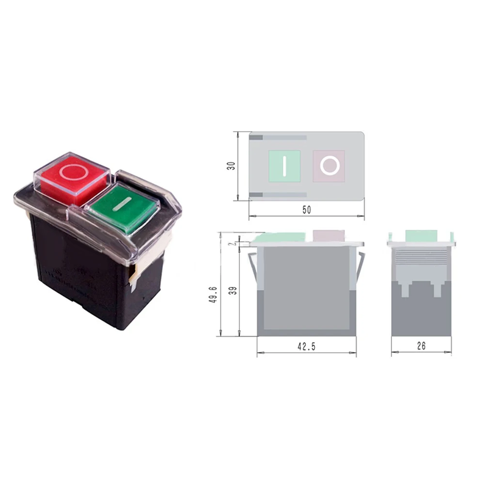 

CK1/AC250V Switch 250V 6A/4A IP54 Safety Stop Switches Universal 1pc 2.0*2.0*1.2in Black Button Control Switches