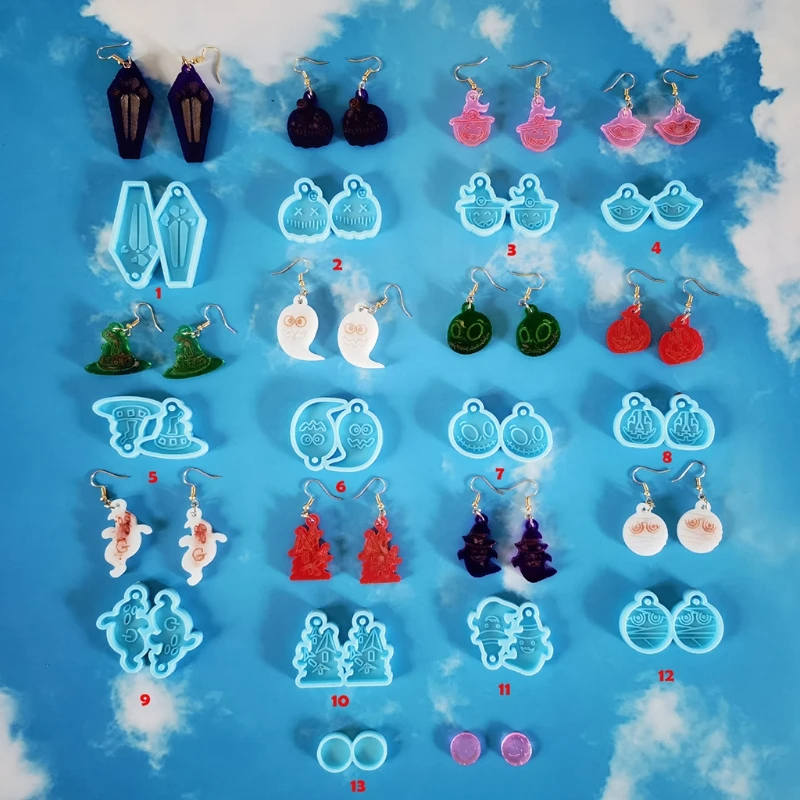 Halloween Series Earrings Epoxy Resin Mold Jewelry Pendants Silicone Mould DIY Crafts Hanging Decoration Casting Tools
Halloween Series Earrings Epoxy Resin Mold Jewelry Pendants Silicone Mould DIY Crafts Hanging Decoration Casting Tools