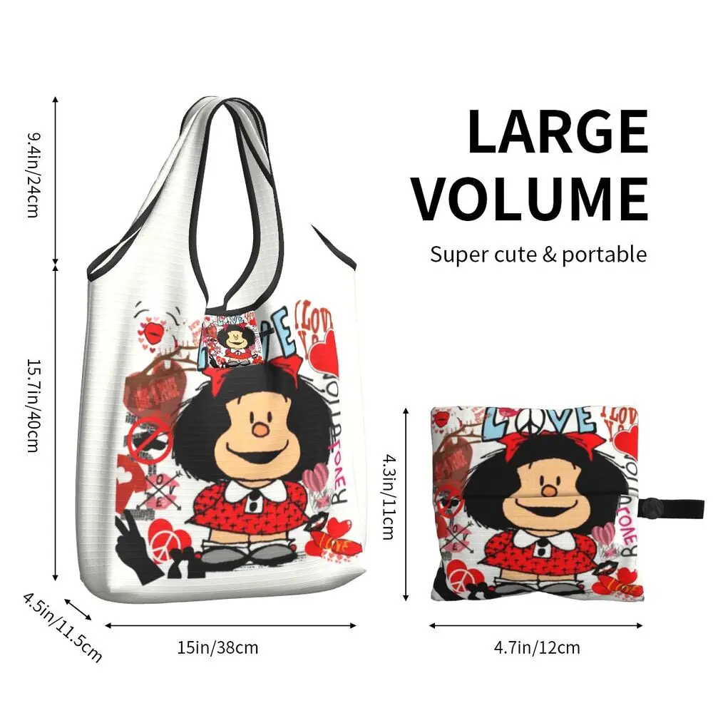 Custom Vintage Mafalda Manga Grocery Shopping Bag 108 S1b4506f845d94120aa21a81f1ded985ey