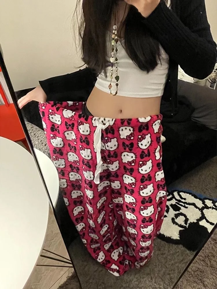 Hello Kitty Loose High Waist Pants Sanrio Cute Casual Thin Pant Trousers Women New Wide Leg Pant Aesthetic Y2K Fashion Printed
Hello Kitty Loose High Waist Pants Sanrio Cute Casual Thin Pant Trousers Women New Wide Leg Pant Aesthetic Y2K Fashion Printed