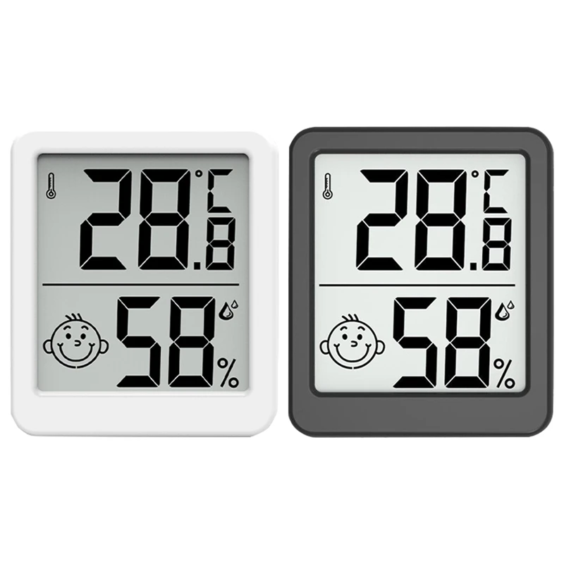 

Цифровой термометр-гигрометр с ЖК-дисплеем, комнатный электронный датчик температуры и влажности, из пластика и металла, 2 шт.