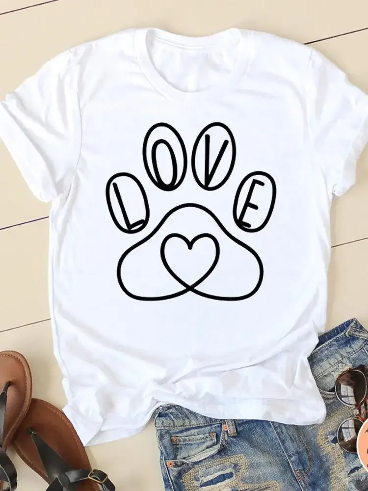 Футболки с принтом леопардовой расцветки с надписью Love Paw Cat Dog, женская летняя модная женская графическая одежда с коротким рукавом, Женская Повседневная футболка
Футболки с принтом леопардовой расцветки с надписью Love Paw Cat Dog, женская летняя модная женская графическая одежда с коротким рукавом, Женская Повседневная футболка
