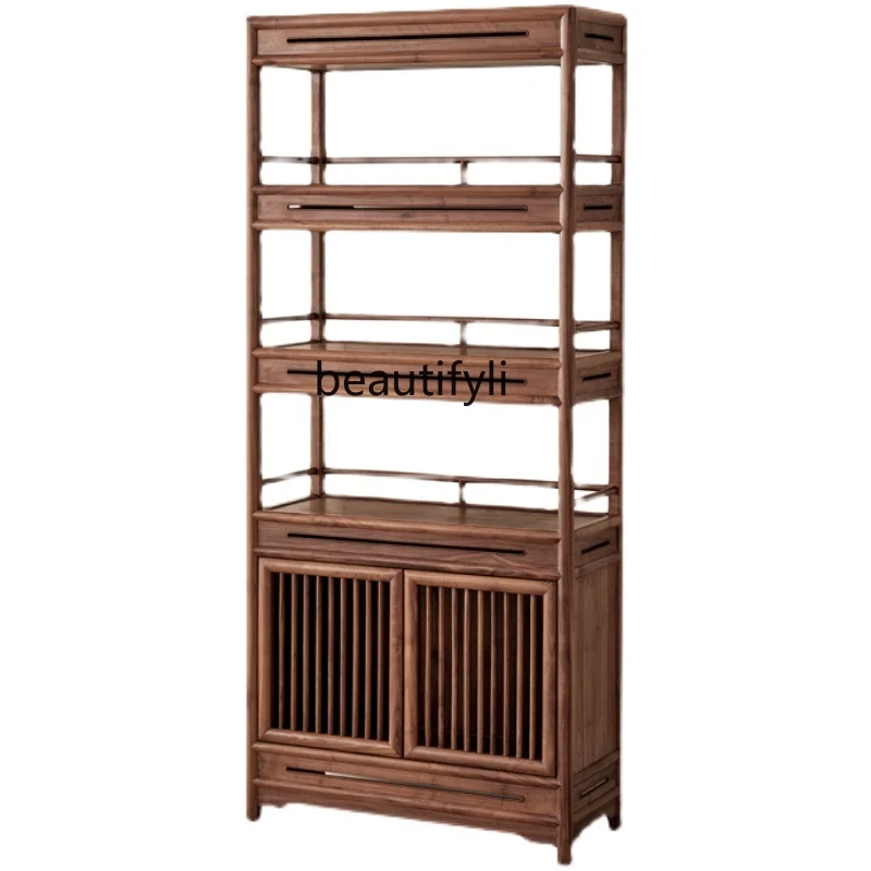 

New Chinese Style Tea Cabinet Display Stand Partition Solid Wood Tea Room Study Furniture Bookcase Bookshelf Antique Shelf