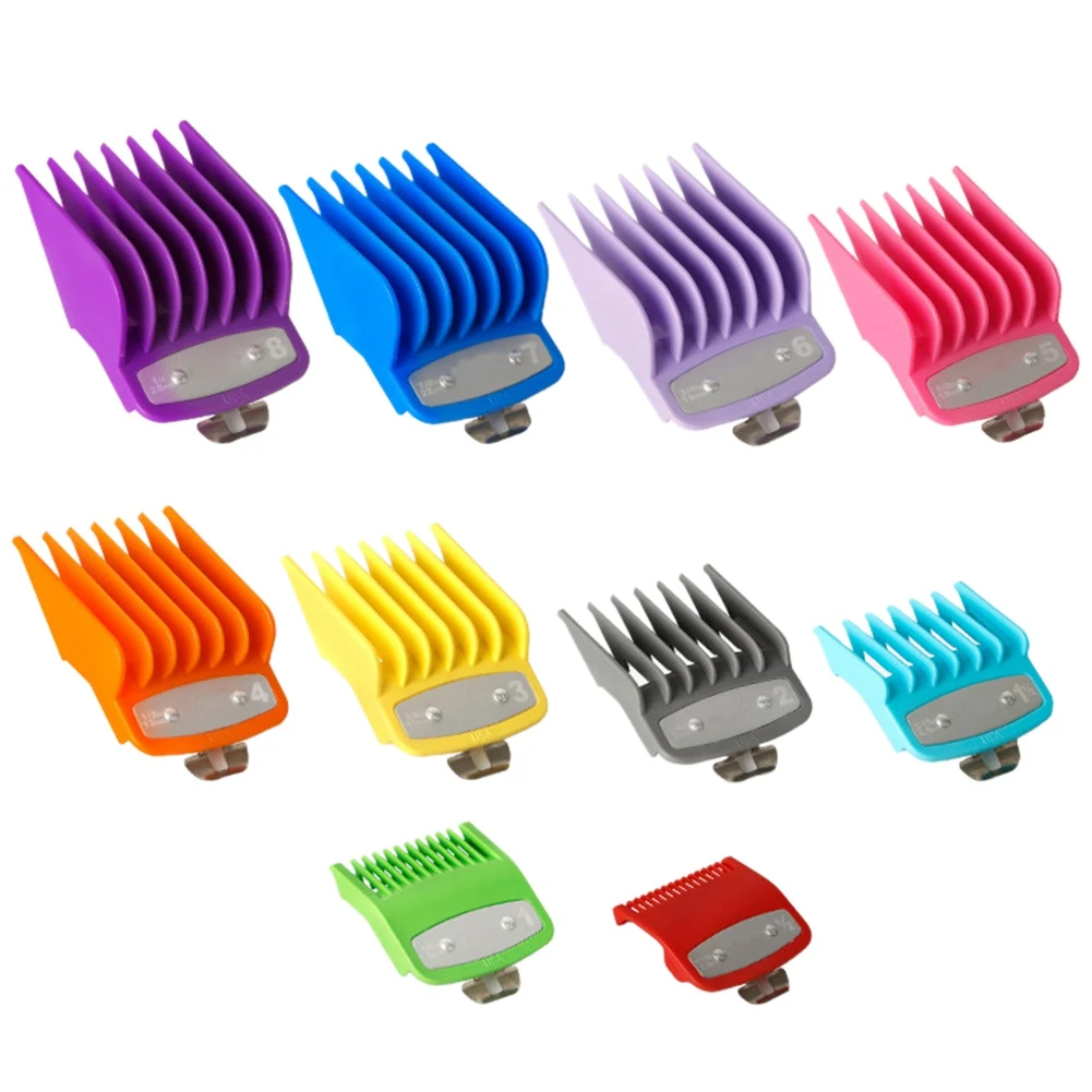 10PCS Clipper Guards for Wahl Clipper, Colored Hair Clipper Cutting Guides with Metal Clip From 1/16 Inch to 1 Inch 
10PCS Clipper Guards for Wahl Clipper, Colored Hair Clipper Cutting Guides with Metal Clip From 1/16 Inch to 1 Inch