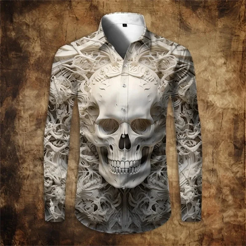 Newest Skull 3D Printed Long Sleeve Shirts For Men Cloths Vintage Lapel Button Tops Casual High Quality Streetwear Shirt Male
Newest Skull 3D Printed Long Sleeve Shirts For Men Cloths Vintage Lapel Button Tops Casual High Quality Streetwear Shirt Male