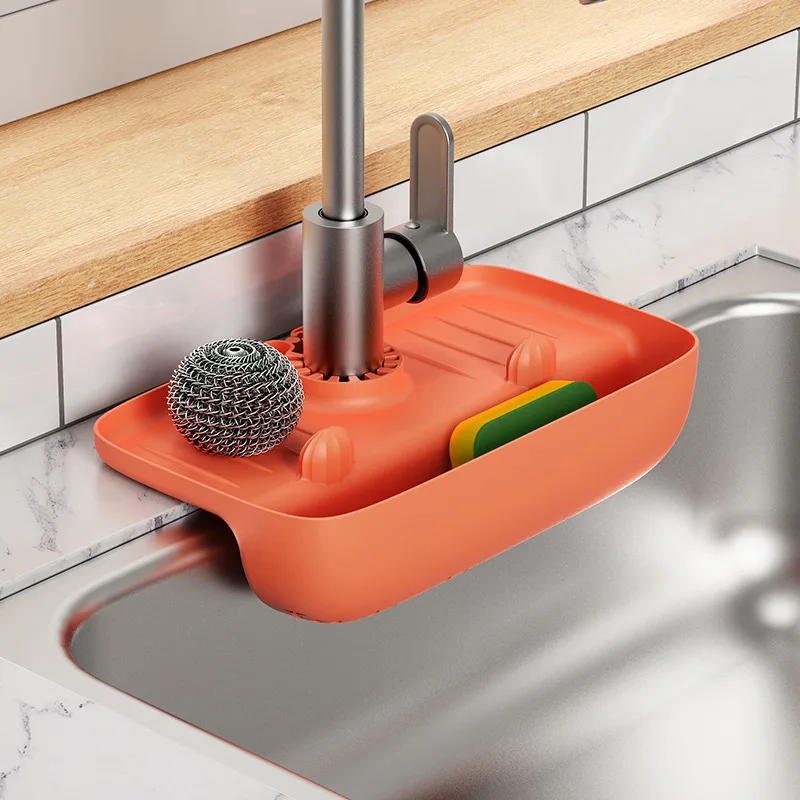 

Kitchen Silicone Faucet Mat Sink Splash Drain Pad Bathroom Countertop Protector Sponge Soap Drainer Tray Kitchen Accessories