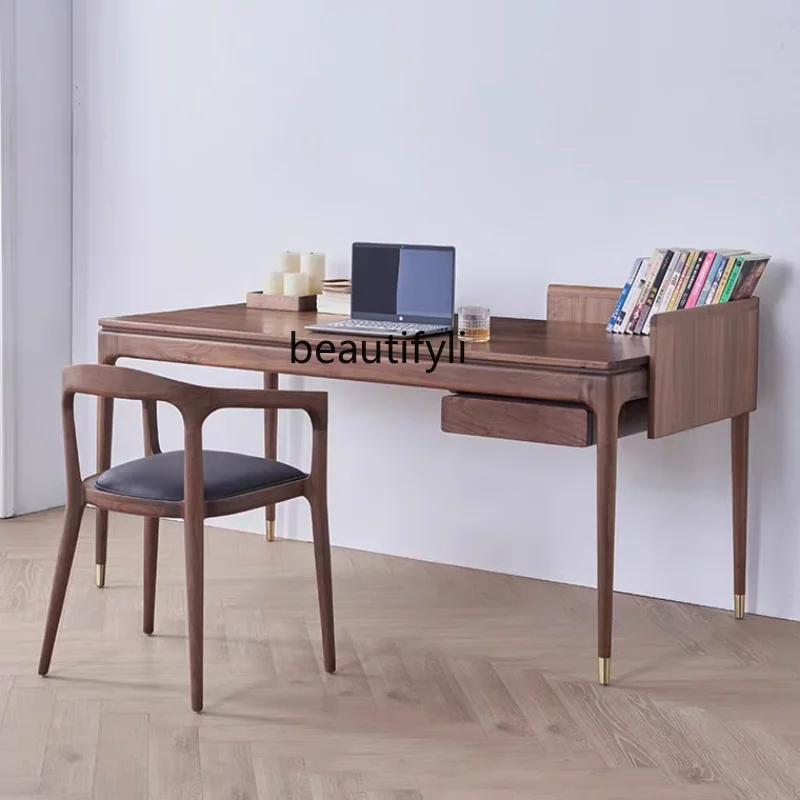 North America Black Walnut Wooden Desk Solid Wood Furniture Nordic Modern Minimalist Study Desk with Drawer Computer Desk
North America Black Walnut Wooden Desk Solid Wood Furniture Nordic Modern Minimalist Study Desk with Drawer Computer Desk