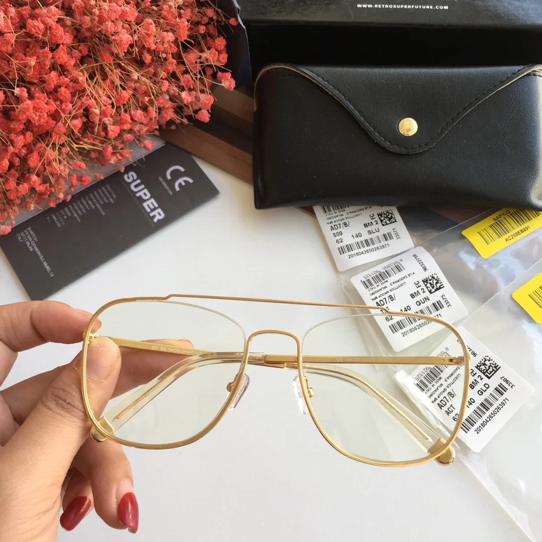 

Authentic SUPER UV400 Polarized Transparent Lenses Men Women Sun Glasses Fashion Premium Gold Alloy Frame Male Couple Eyewear