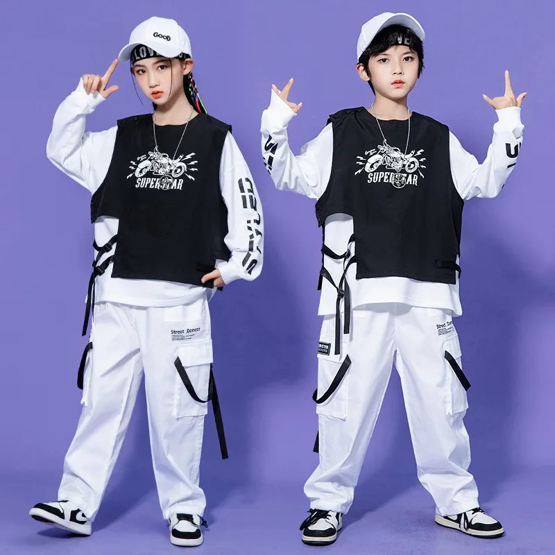 

Hip Hop Costumes for Kids Girls Boys Hiphop Performance Outfit Party Stage Dancing Jazz Ballroom Dance Clothes Suits Competition