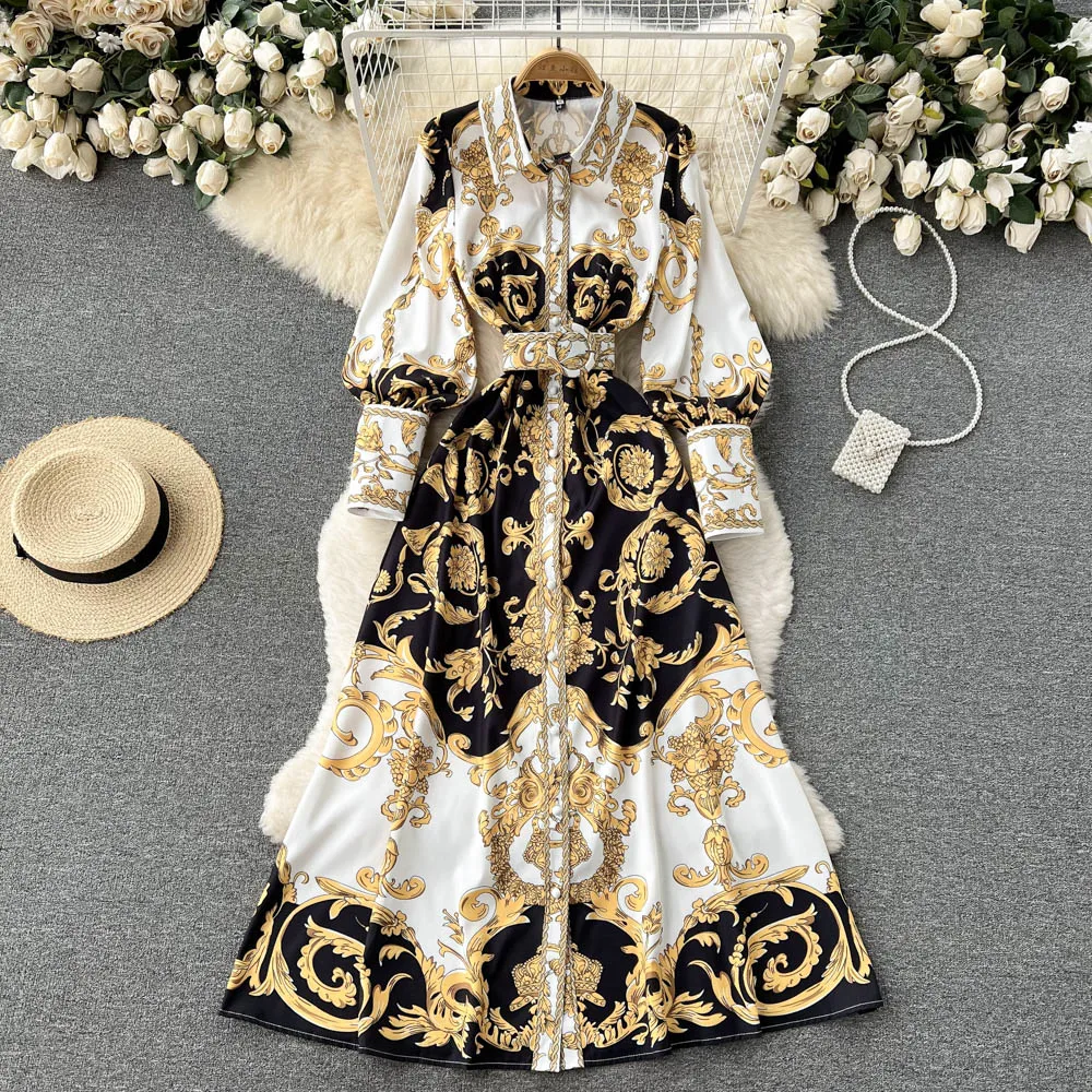High-End Dress Light Luxury Socialite Court Vintage Printed Puff Sleeve Waist-Controlled Slimming Graceful Long Expansion Skirt
High-End Dress Light Luxury Socialite Court Vintage Printed Puff Sleeve Waist-Controlled Slimming Graceful Long Expansion Skirt