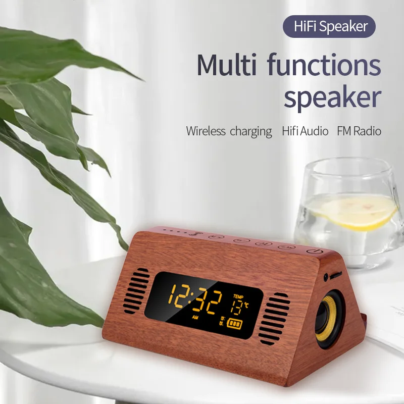 Retro wooden bluetooth card speaker with wireless alarm clock charging treasure mobile phone stand display temperature
Retro wooden bluetooth card speaker with wireless alarm clock charging treasure mobile phone stand display temperature