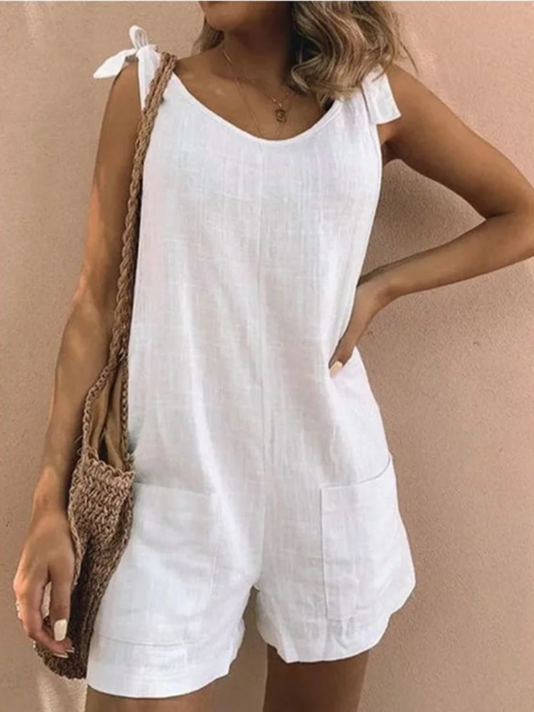 

Women'S Suspender Jumpsuits 2023 Fashion Linen Summer Overalls Casual Playsuits Female Solid Pants Plus Size Turnip New Hot Sale