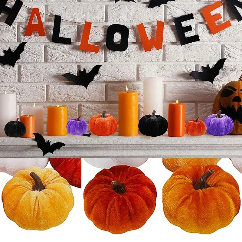 

1PC Simulation Flannel Pumpkin Decoration Halloween Colorful Cloth Pumpkin Ghost Festival Happy Helloween Party Thanksgiving Day