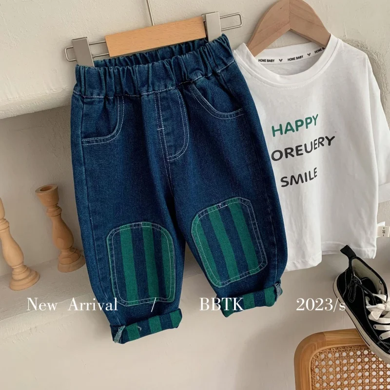 Children's Trousers2024Spring New Boys' Fashion Casual Patch Striped Jeans C0226-WS
Children's Trousers2024Spring New Boys' Fashion Casual Patch Striped Jeans C0226-WS