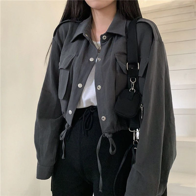 MEXZT Harajuku Cropped Jackets Women Y2K Streetwear Cargo Coat Vintage Korean Autumn Oversized Loose Casual Short Outerwear Tops
MEXZT Harajuku Cropped Jackets Women Y2K Streetwear Cargo Coat Vintage Korean Autumn Oversized Loose Casual Short Outerwear Tops