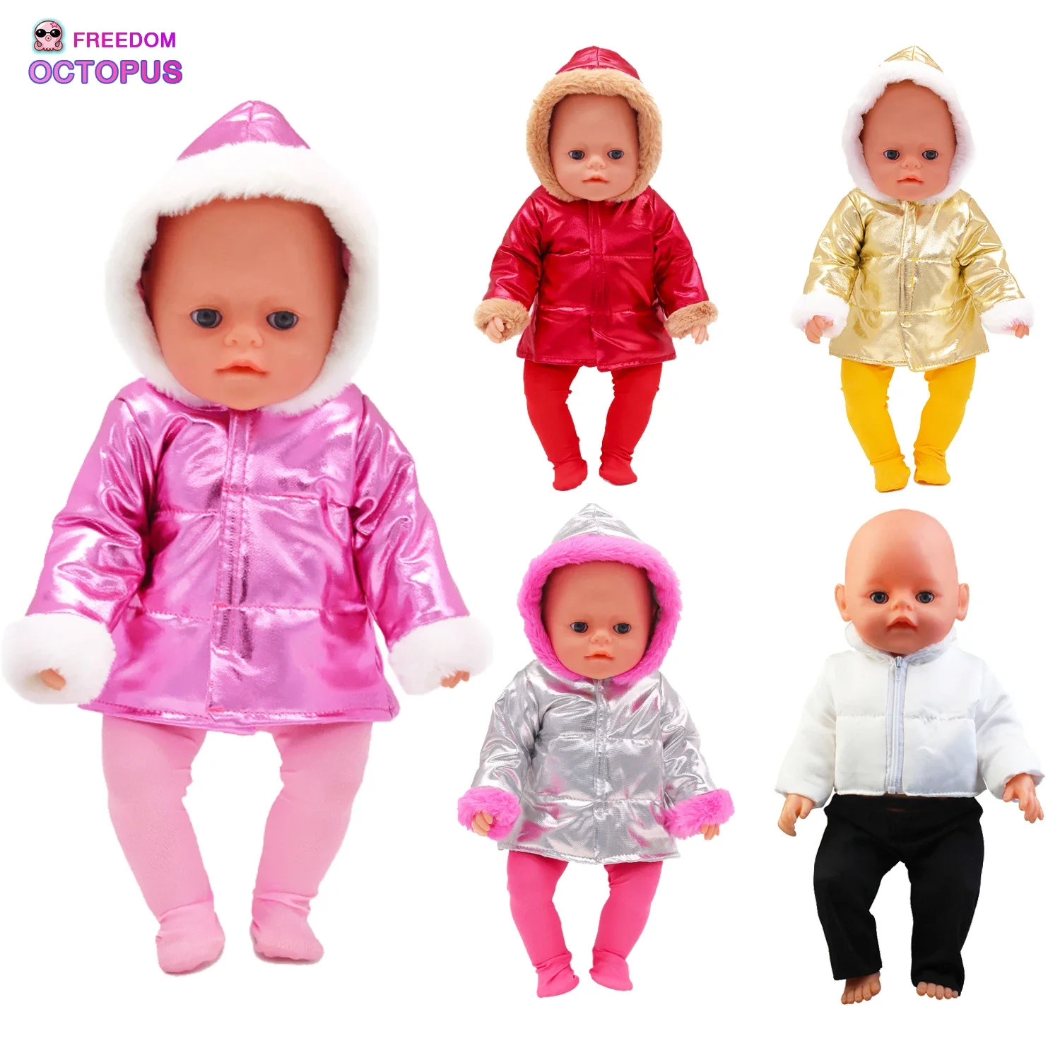 

New Down Jacket + Leggings Doll Clothes Fit For 17 Inch& 43cm Baby New Born Doll Clothes Suit Reborn Doll Outfit Accessories Toy