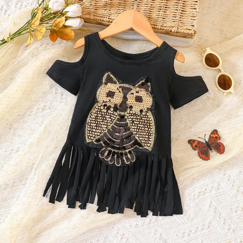 Girl's T-shirt Summer Girl's T-shirt Owl Pattern Long Fringe T-shirt Kids Clothes Girl Clothes
Girl's T-shirt Summer Girl's T-shirt Owl Pattern Long Fringe T-shirt Kids Clothes Girl Clothes