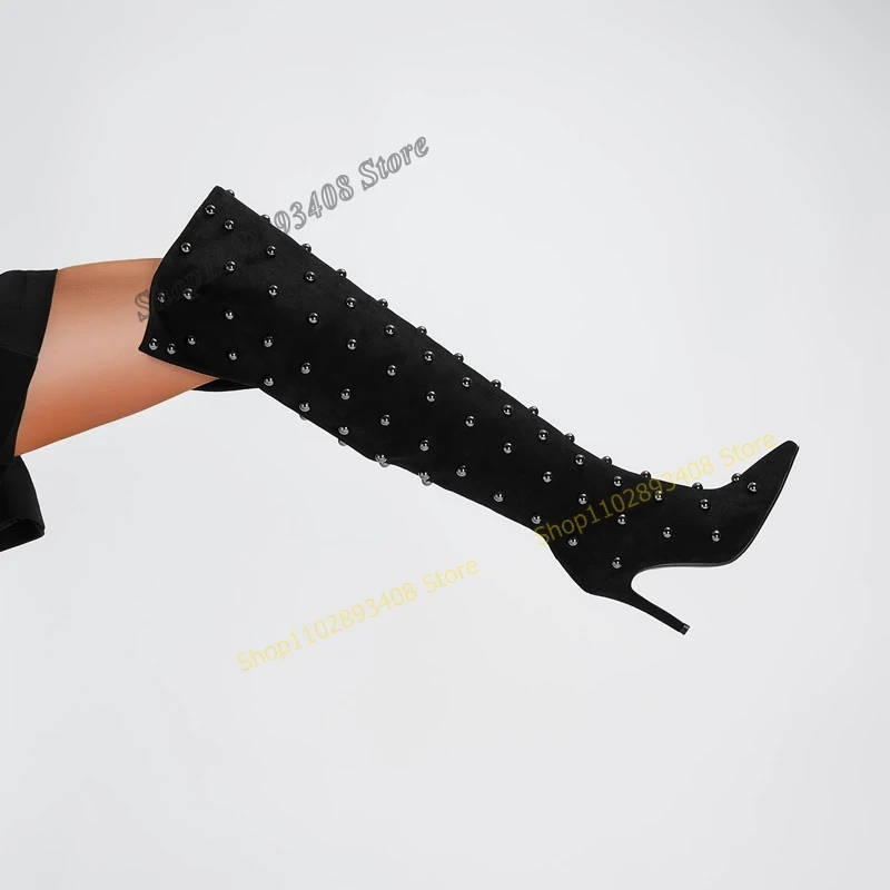 Black Round Rivet Over the Knee Boots Side Zipper Pointed Toe Thin High Heel Women Shoes 2023 Fashion Sexy Zapatos Para Mujere
Black Round Rivet Over the Knee Boots Side Zipper Pointed Toe Thin High Heel Women Shoes 2023 Fashion Sexy Zapatos Para Mujere