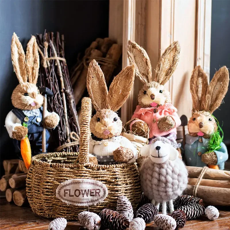 Creative Easter Straw Rabbit Ornament Wreath Standing Figurine Holiday Party Home Easter Rabbits Bunny Garden Decoration
Creative Easter Straw Rabbit Ornament Wreath Standing Figurine Holiday Party Home Easter Rabbits Bunny Garden Decoration